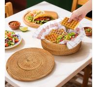 FUANA Artisan Panier à tortilla en rotin 259,1 cm décoratif de style mexicain pour tortillas de maïs, crêpes et collations
