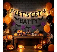 FUANA Bannière effrayante chauve-souris à suspendre - Décoration murale d'Halloween - Guirlande en papier robuste avec rubans et colle - Maison hantée - Fournitures de décoration d'intérieur - Noir et