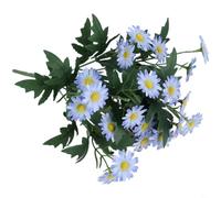 FUANA Bouquet de marguerites coréennes artificielles à 9 branches en plastique et soie longues tiges pour table de mariage, décoration de maison, photo (bleu)