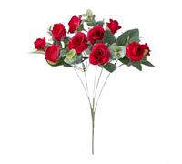 FUANA Bouquet de roses d'eucalyptus artificielles réalistes, 11 têtes de fleurs artificielles en soie avec feuilles, tige florale longue durée pour mariage, fête prénuptiale, décoration de la maison