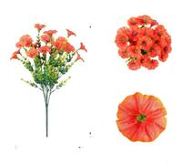 FUANA Bouquet d'eucalyptus artificiel réaliste Morning Glory, 12 tiges de fleurs en soie, plantes artificielles résistantes aux UV, pour centre de table de mariage, maison (orange)
