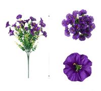 FUANA Bouquet d'eucalyptus artificiel réaliste Morning Glory, 12 tiges de fleurs en soie, plantes artificielles résistantes aux UV pour centre de table de mariage, maison (violet)
