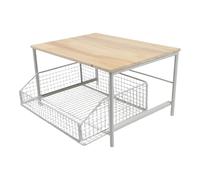FUANA Chariot de cuisine roulant pour micro-ondes avec rangement extractible, petite étagère mobile pour outils de cuisine, support utilitaire stable avec roulettes verrouillables, blanc