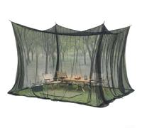 FUANA Ciel de lit d'extérieur pour lit double et king size, housse en maille polyester fermée à 360 degrés pour camping, terrasse, balcon et pêche (noir : 300 x 250 x 240 cm)