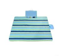 FUANA Couverture de pique-nique imperméable 200 x 145 cm - Grand tapis de plage résistant au sable avec dos antidérapant, tapis Oxford pliable pour camping, jardin, parc (rayures bleues)