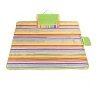 FUANA Couverture de pique-nique imperméable 200 x 145 cm, tapis d'extérieur portable en tissu Oxford lavable et base en PVC anti-sable, pour plage, camping, Royaume-Uni (rayures arc-en-ciel)