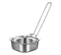FUANA Cuillère filtrante, passoire en acier inoxydable 304 à mailles fines, cuillère à friteuse, écumoire, tamis de cuisine avec long manche pour écrémer la graisse et (carré)