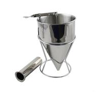 FUANA Distributeur de pâte à crêpes en acier inoxydable de 1,2 L avec poignée et support, entonnoir à piston pour cire, bougie, bec verseur pour cupcakes (grand trou de 19 mm)