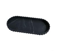FUANA Élégant plateau ovale en silicone avec base antidérapante pour ustensiles de cuisine 30,5 x 13,5 cm Noir (marbre noir)