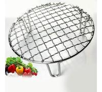 FUANA Grille de cuisson portable en acier inoxydable pour barbecue rond avec pieds, répartition homogène de la chaleur, grille de barbecue en plein air, poli à nettoyer, grille de cuisson robuste, 25