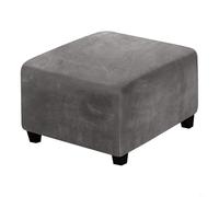FUANA Housse de tabouret moderne en peluche de forme carrée élastique pour intérieur - Blanc (gris)