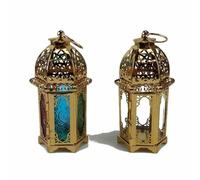 FUANA Indain Grande lanterne marocaine en verre ton sur ton sur ton sur ton en fer pour décoration de jardin, maison, fête de mariage