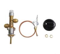 FUANA Kit de soupape de contrôle de sécurité en laiton avec bouton et fil thermocouple, 9,5 cm, sortie d'entrée de gaz de rechange pour cheminées, foyers et