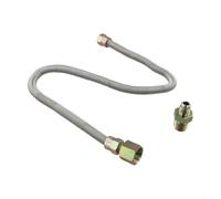 FUANA Kit de tuyau de gaz flexible sans sifflet de 76,2 cm, connecteur en acier inoxydable 304 pour foyers et cheminées, noir 7,6 cm