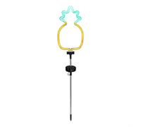FUANA Lampes solaires de jardin en forme d'ananas et de cocotier, piquets décoratifs néon pour cour extérieure, décorations de pelouse en métal et PVC résistant aux intempéries (ananas)