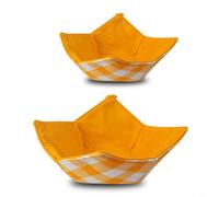 FUANA Lot de 2 supports de bols résistants à la chaleur pour micro-ondes, en coton antidérapant avec design à 4 coins, tapis de cuisine pour plats chauds, orange et noir, 7,6 x 20,3 cm et 10,2 x 24,1