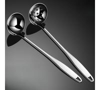 FUANA Lot de 6 louches à soupe et écumoire en acier inoxydable, 304 ustensiles de cuisine
