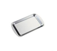 FUANA Lot de 6 plateaux de service ovales en acier inoxydable - 34,2 x 21,5 x 2,5 cm - Argenté - Pour cuisson au four - Argenté