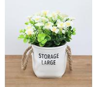 FUANA Mini orchidée artificielle Milo en pot, fleur décorative en soie pour maison, bureau, fête de mariage pour extérieur et intérieur (blanc)