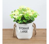 FUANA Mini orchidée artificielle Milo en pot, fleur décorative en soie pour maison, bureau, fête de mariage pour extérieur et intérieur (jaune)