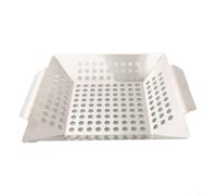 FUANA Panier de barbecue en acier inoxydable pour barbecue Weber - Poêle à griller robuste pour légumes, fruits de mer et viande - Accessoire de cuisine non extérieur avec poignées larges de 34 cm