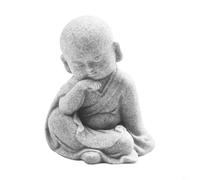 FUANA Petites statues de moine Bouddha en résine pour plantes d'extérieur, terrasse, étagère d'aquarium, méditation en grès (A)