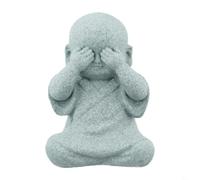 FUANA Petites statues de moine Bouddha - Ne voyez pas le mal - Décoration de jardin en résine pour plantes d'extérieur, terrasse, étagère d'aquarium, méditation en grès (E)