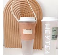 FUANA Porte-gobelets réutilisable en toile pour thé aux perles - Manchon portable pour boba et café avec boucle latérale pour paille - Compatible avec la plupart des tasses de 85 à 355 ml - Couleur
