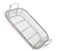 FUANA Pour panier à légumes en acier inoxydable 38,1 x 27,9 cm | Panier à légumes en acier inoxydable de 38,1 x 27,9 cm, pour griller des légumes, de la viande, des fruits de mer, argent