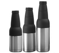 FUANA Refroidisseur de bouteille de bière et de canettes avec décapsuleur fin - Support isotherme pour canettes de bière - Passe au lave-vaisselle - Isolation sous vide (414 ml)