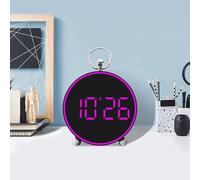 FUANA Réveil numérique LED moderne avec affichage de la température, veilleuse à intensité variable et commande vocale, pour bureau compact, minuteur, chambre à coucher, bureau, bleu