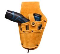 FUANA Sac banane en cuir de vache à deux couches pour décoration de la | Sac à outils professionnel en cuir de vachette pour perceuses électriques, étui à deux couches avec boucle en métal