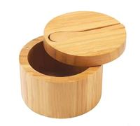 FUANA Salière et poivrière en bois d'acacia avec cuillère intégrée et émerillon magnétique à 2 compartiments, pour la cuisine, le sel, les épices