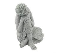 FUANA Statue de Bouddha en résine de grès pour intérieur et extérieur, pour décoration de yoga zen pour terrasse, balcon, pelouse ou aquarium, figurine lourde en méditation pour (S)