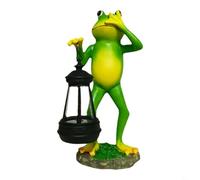 FUANA Statue de grenouille à énergie solaire - Lampe de jardin en résine résistante aux intempéries