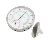 FUANA Thermo-hygromètre analogique d'intérieur avec grand écran - Station de test climatique en acier inoxydable pour la surveillance de la température et de l'humidité dans le bureau à domicile
