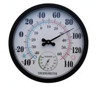 FUANA Thermomètre d'intérieur et d'extérieur avec hygromètre, cadran analogique de température et d'humidité pour terrasse, garage, serre, -40 F à 140 F, cadran blanc, chiffres noirs
