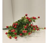FUANA Tige d'eucalyptus artificielle avec baies rouges, 35,5 cm, feuillage vert, centre de table de mariage, décoration d'intérieur, accessoires de photographie