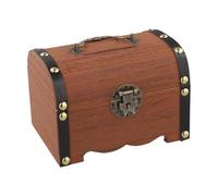 FUANA Tirelire en bois avec serrure et clé, tirelire sécurisée pour économiser de l'argent liquide, tirelire en bois naturel et adultes, épargne éducative, jaune, 14,5 x 10 x 9,5 cm