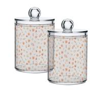 Fuauuyl Lot de 2 distributeurs de feuilles mortes en plastique pour apothicaire - Organisation de salle de bain, coiffeuse, maquillage - Organisation pour cotons-tiges