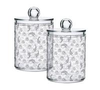Fuauuyl Lot de 2 distributeurs en plastique pour apothicaire Poisson Lotus Qtip Organisation de salle de bain Vanity Maquillage Organisation pour cotons-tiges