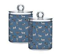 Fuauuyl Lot de 2 distributeurs en plastique Qtip en forme de chats pour apothicaire - Organisation de salle de bain, coiffeuse, maquillage - Organisation pour cotons-tiges