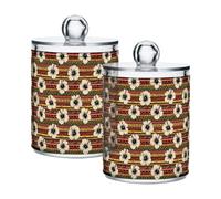 Fuauuyl Lot de 2 distributeurs hibiscus tribal Qtip en plastique pour apothicaire - Organisation de salle de bain, coiffeuse, maquillage - Organisation pour cotons-tiges