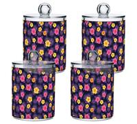Fuauuyl Lot de 4 distributeurs de feuilles d'hibiscus en plastique pour apothicaire - Organisation de salle de bain, coiffeuse, maquillage - Organisation pour cotons-tiges