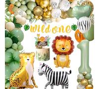 FUBABCO Decoration Anniversaire 1 An, Ballon Anniversaire 1 An, Wild One Anniversaire Fille Garcon,Deco Anniversaire 1 an, Kit Anniversaire 1 An, Decoration Anniversaire Jungle Safari, FUB0014