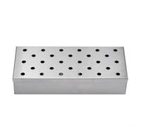 FUBESK Boîte à charbon réutilisable en acier inoxydable pour barbecue en plein air, boîte compacte pour copeaux de bois sur barbecue à gaz ou charbon de bois, argent