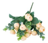 FUBESK Bouquet de roses artificielles en soie avec feuilles d'eucalyptus, fleurs artificielles réalistes pour décoration de centre de table de mariage (vin éclatant)