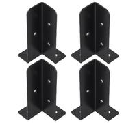 FUBESK Lot de 4 supports d'ancrage réglables pour poteau de terrasse, kit de poteaux de clôture réversibles en métal 4 x 4, 2 x 4, 2 x 2, bois, rouille pour support noir, porche, terrasse, boîte aux