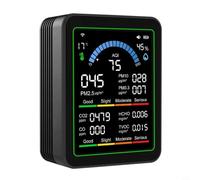 FUBESK Moniteur de qualité de l'air WiFi pour application Tuya, testeur PM2.5 HCHO 10 en 1, écran de 7,1 cm, capteur de température et d'humidité, batterie 24H, auto-étalonnage, blanc (noir)