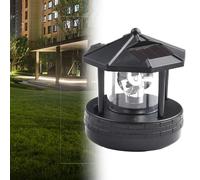FUBESK Phare solaire rotatif à degrés, lampe de pelouse de jardin d'extérieur avec 2 panneaux, imperméable ABS décoratif, éclairage de rue, cour, allée, rouge